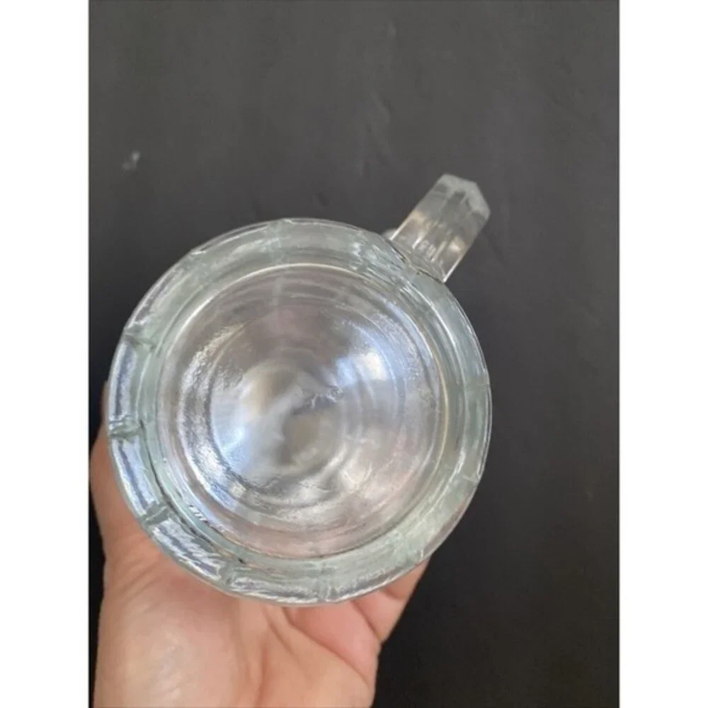 Vintage Crystal Block Cut Glass Beer Stein w/Pewter Lid and Notched Handle 10.oz